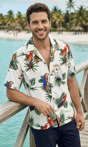 Parrot Hawaiian Shirts White Jungle Birds