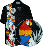 Parrot Panel Men's Tropical Hawaiian Shirt Black