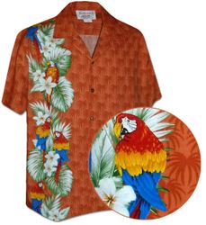 Parrot Panel Men's Tropical Hawaiian Shirt Orange