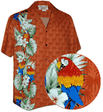 Parrot Panel Men's Tropical Hawaiian Shirt Orange