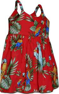 Parrot Toddler Red Hawaiian Dress