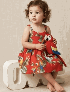 Parrot Toddler Red Hawaiian Dress