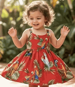Parrot Toddler Red Hawaiian Dress Parrot Toddler Red Hawaiian Dress