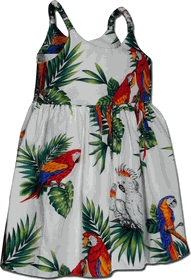 Parrot Toddler White Hawaiian Dress Parrot Toddler White Hawaiian Dress