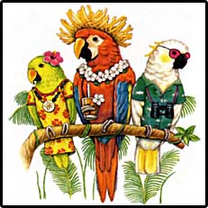 Parrot Tourists Hawaiian T-Shirts