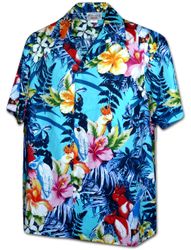 Parrot Tropical Men's Hawaiian Shirt 3916Aqua