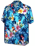 Parrot Tropical Men's Hawaiian Shirt 3916Aqua