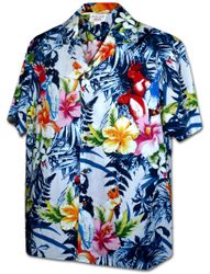 Parrot Tropical Men's Hawaiian Shirt 3916Silver