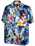 Parrot Tropical Men's Hawaiian Shirt 3916Silver
