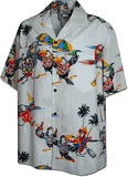 Parrots Party White Hawaiian Shirt
