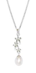 Pearl Drop Floral Freshwater Cultured Sterling Silver Pendant Hawaii