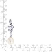 Pearl Drop Freshwater Cultured CZ Ribbon Sterling Silver Pendant