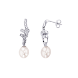 Pearl Drop Freshwater Cultured CZ Sterling Silver Earrings Hawaii Pearl Drop Freshwater Cultured CZ Sterling Silver Earrings Hawaii