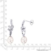 Pearl Drop Freshwater Cultured CZ Sterling Silver Earrings Hawaii