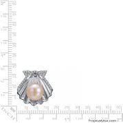 Pearl Freshwater Cultured in Seashell CZ Sterling Silver Pendant