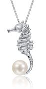 Pearl Freshwater Cultured Sterling Silver Seahorse Tail Pendant