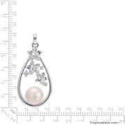 Pearl Freshwater Cultured Teardrop Plumeria Stars Sterling Silver Pendant Hawaii