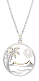 Pearl Freshwater Cultured Waikiki Diamond Head Sunset Palm Tree Pendant Hawaii