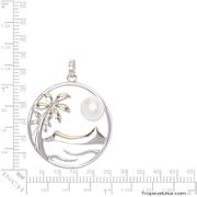 Pearl Freshwater Cultured Waikiki Diamond Head Sunset Palm Tree Pendant Hawaii