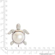 Pearl Shell Freshwater Cultured Turtle Pendant CZ Sterling Silver Hawaii