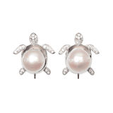 Pearl Turtle Shell Freshwater Cultured Sterling Silver CZ Earrings Pearl Turtle Shell Freshwater Cultured Sterling Silver CZ Earrings