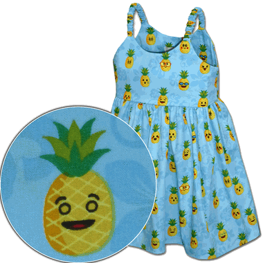 Pineapple Aloha Toddler Girl Cute Dress 3982Blue