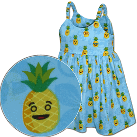 Pineapple Aloha Toddler Girl Cute Dress 3982Blue Pineapple Aloha Toddler Girl Cute Dress 3982Blue