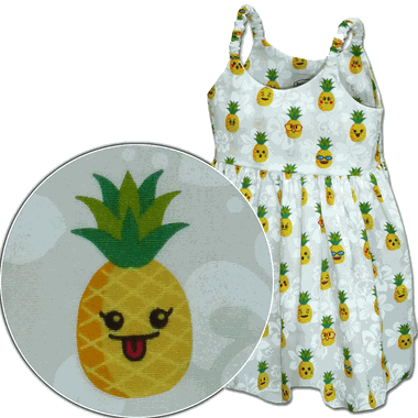 Pineapple Aloha Toddler Girl Cute Dress 3982White