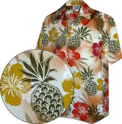 Pineapple Plantation Men's Aloha Shirt Orange