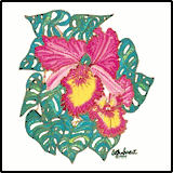 Pink & Yellow Orchid Hawaiian Tees Pink & Yellow Orchid Hawaiian Tees