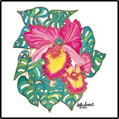 Pink & Yellow Orchid Hawaiian Tees
