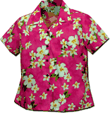 Plumeria Garden Ladies Shirts Pink