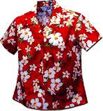 Plumeria Garden Ladies Shirts Red
