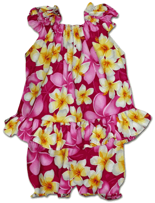 Plumeria Hawaii Baby Girl Dress Set 3932Pink