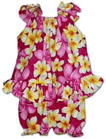 Plumeria Hawaii Baby Girl Dress Set 3932Pink