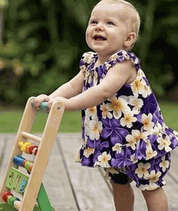Plumeria Hawaii Baby Girl Dress Set 3932Purple