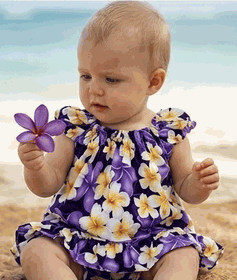 Plumeria Hawaii Baby Girl Dress Set 3932Purple