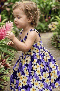 Plumeria Hawaii Toddler Girl Cute Dress 3932Purple