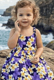 Plumeria Hawaii Toddler Girl Cute Dress 3932Purple Plumeria Hawaii Toddler Girl Cute Dress 3932Purple