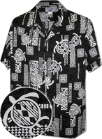 Polynesian Honu Men's Aloha Shirt Black