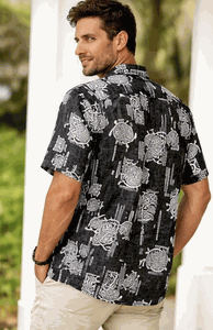 Polynesian Honu Men's Aloha Shirt Black