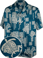 Polynesian Honu Men's Aloha Shirt Teal