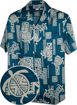 Polynesian Honu Men's Aloha Shirt Teal