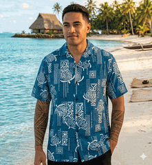 Polynesian Honu Men's Aloha Shirt Teal
