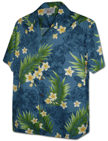Positive Plumeria Men's Aloha Shirts 3980Teal