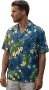 Positive Plumeria Men's Aloha Shirts 3980Teal