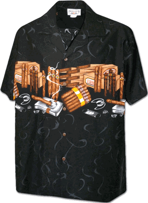 Premium Cigars Men's Cotton Shirts 3866Black