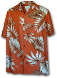 Rayon Hawaiian Shirts Tropical Aloha Rust