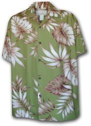 Rayon Hawaiian Shirts Tropical Aloha Sage