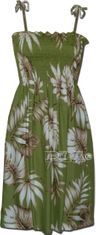 Rayon Sun Dress Tropical Aloha Green Smocked top Rayon Sun Dress Tropical Aloha Green Smocked top